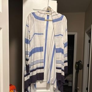 Rachael Zoe light weight Blue and White Geometric Cardigan Sweater